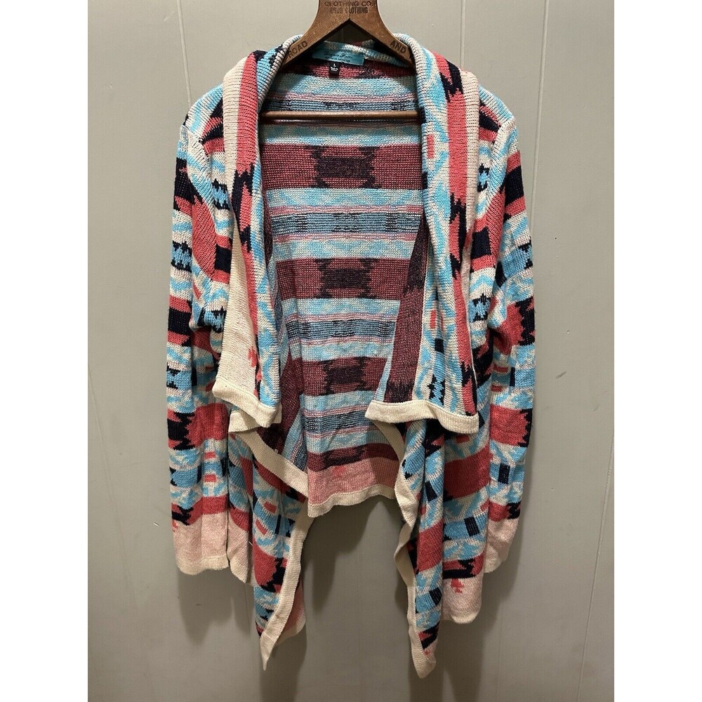 Turquoise Haven Aztec Print Women’s Shawl Over The Shoulder Sweater Size Large